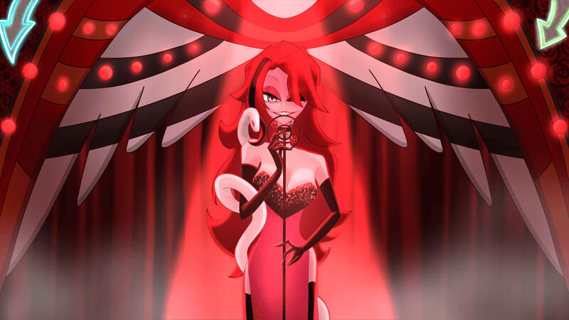 Hazbin hotel style singing on stage